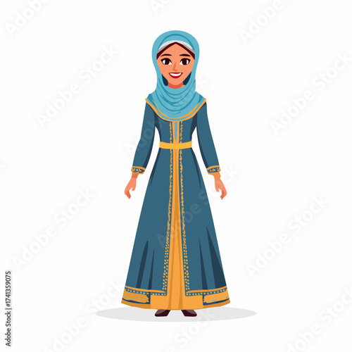 Woman in traditional hijab and abaya dress