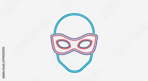 Stylized Neon Outline of a Masked Figures Head.