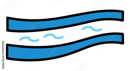 Stylized Blue River Flowing with Gentle Waves.