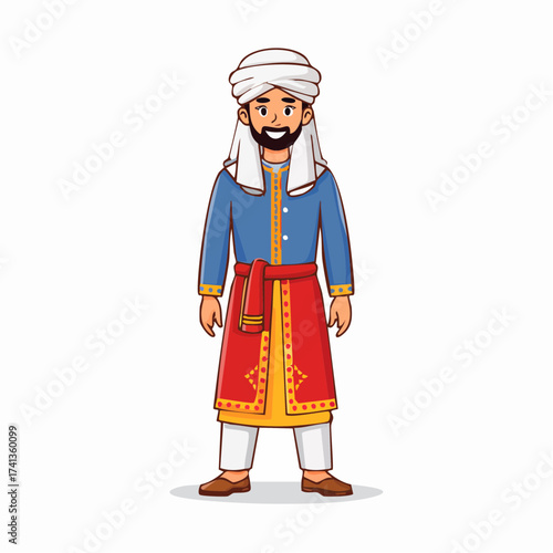 Middle Eastern man in traditional clothing with transparent background