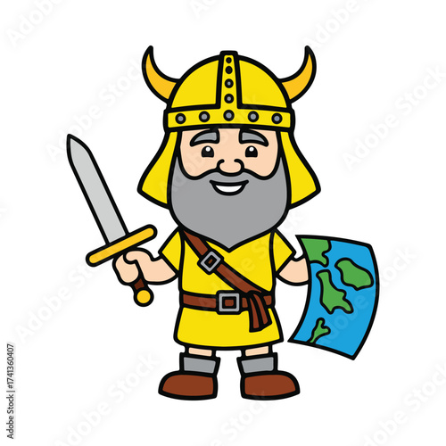 Leif Erikson Day flat vector illustration celebrating ancient Norse explorers, Viking ships, Nordic patterns, and historical adventure with bold, clean, minimal design style.
