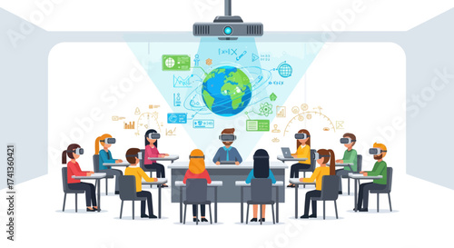 Business Meeting with Global Data Projection: Team Collaboration and Technology.