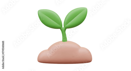 A small green sprout emerging from a mound of soil.