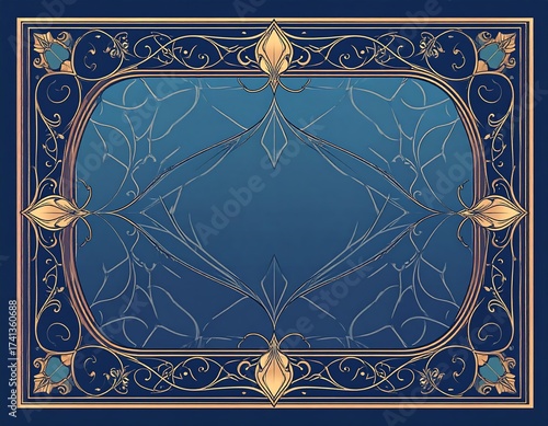Ornate blue and gold decorative frame