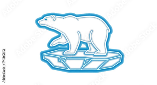 Outline of a Polar Bear Standing on Ice Floe.