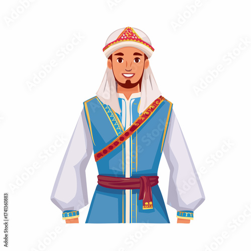 Smiling arab man in traditional clothing with transparent background
