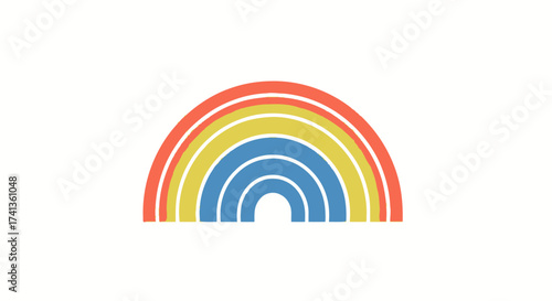 Vibrant Rainbow Arch with Red Orange Yellow and Blue Bands.