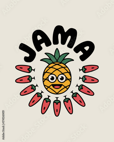 Playful Pineapple & Chili Logo for JAMA Fast Food