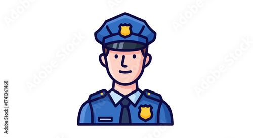 Cartoon illustration of a police officer in uniform.