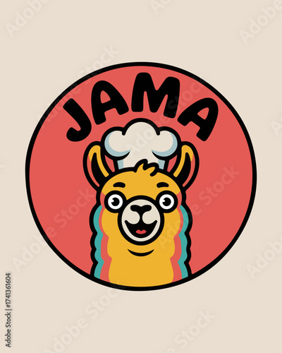 Playful Llama Chef Logo for JAMA Fast Food
