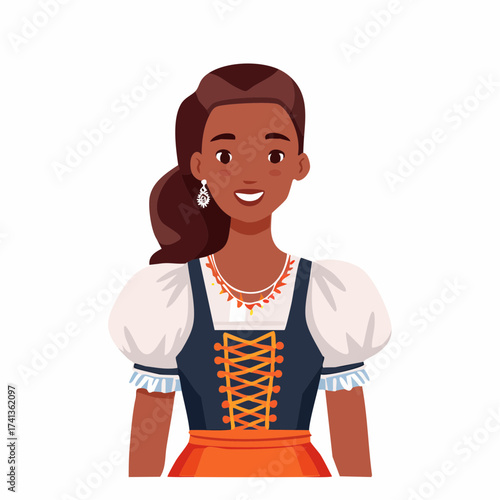 Woman in traditional German costume with transparent background