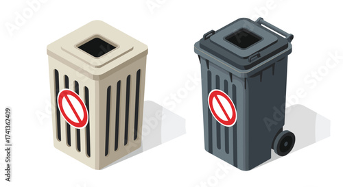 Conceptual illustration of no waste in bins, promoting reduce, reuse, recycle and environmentally friendly practices for a greener, sustainable future