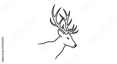 Elegant line art illustration of a majestic stag with large antlers.