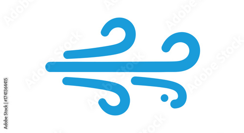 Stylized Blue Wind Icon with Swirling Gusts.