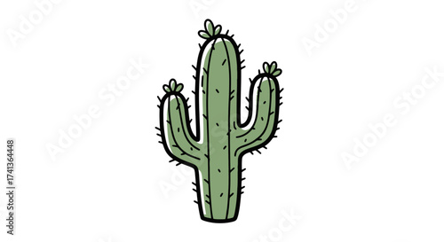 Cartoon Cactus with Flowers: A Spiky Desert Plant Illustration.
