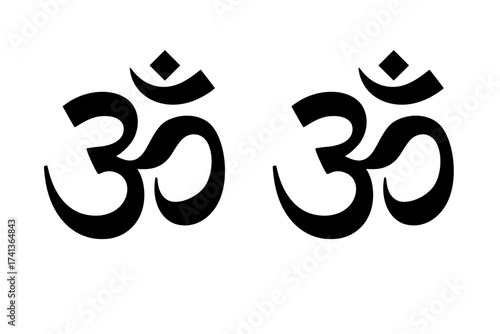 Black Vector Silhouette: Om/Aum Symbol (Hinduism/Buddhism)	A bold, clean black vector silhouette of the sacred Hindu/Buddhist Om (Aum) symbol