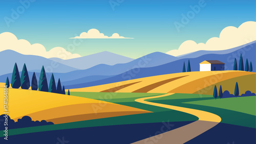landscape with mountains and blue sky