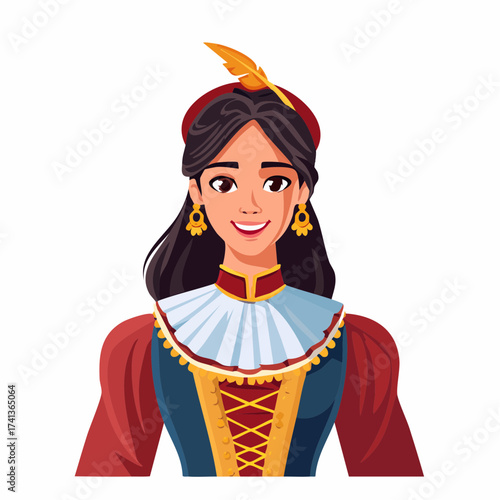 Woman in historical costume with transparent background