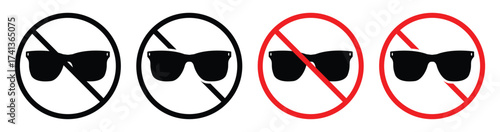 No Sunglasses Sign – Prohibited Symbol and Illustration.