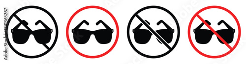 No Sunglasses Sign – Prohibited Symbol and Illustration.