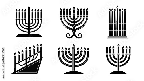 Menorah Designs, Festive Symbols, Cultural Heritage, Vector Art