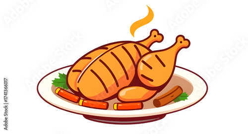 restaurant roast chicken icon, hotel chicken icon, cafe chicken icon, diner chicken icon, fast food chicken shop icon, grilled chicken restaurant logo, BBQ outlet chicken icon, food outlet branding ic