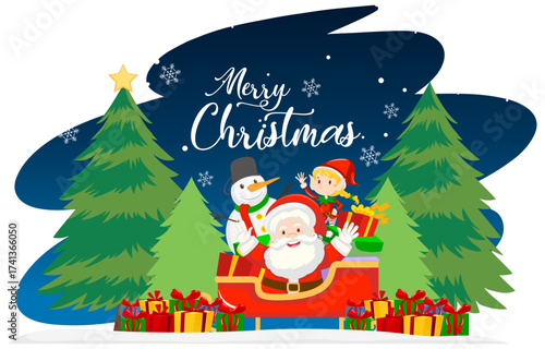 Set of funny cute Santa Claus characters with different poses, emotions, holiday situations isolated on white background.
