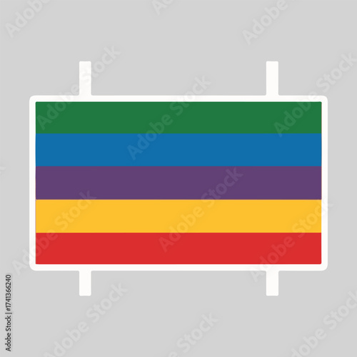 LGBTQ pride vector for National Coming Out Day with rainbow ribbon, heart hands, inclusive people, love is love typography, minimalistic bold flat vector shapes and celebration elements