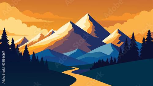 sunset in mountains