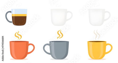 coffee cup illustration, coffee mug illustration, hot coffee illustration, tea cup illustration, latte illustration, cappuccino illustration, espresso illustration, mocha coffee illustration, coffee d