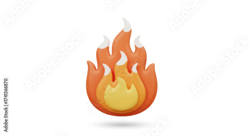 Vibrant stylized illustration of a bright orange and yellow flame.