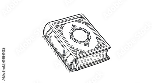 Ornate Islamic Holy Book with Decorative Cover Design.
