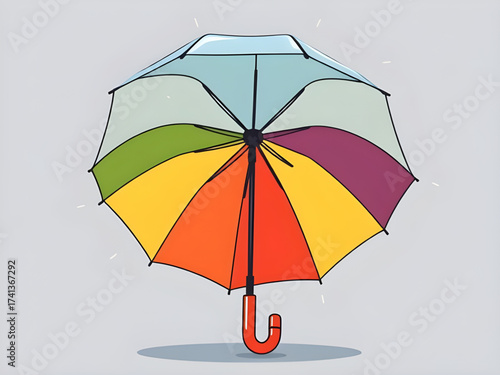 rainy day umbrella colorful, umbrella with rain vector, puddle umbrella rainbow, storm umbrella illustration, weather icon colorful umbrella, protection umbrella vector, shelter umbrella rainbow, safe