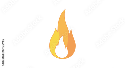 Stylized Orange and Yellow Fire Flame Icon Illustration.