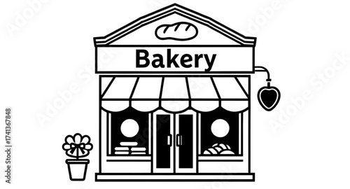 bakery,vector, shop, store, building, house, icon, architecture, window, illustration, design, street, market, home, business, cartoon, cafe, city, sign, door, shopping, town, facade, restaurant, fron
