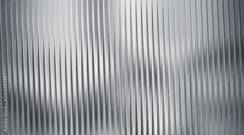 Obraz premium Silver ribbed glass texture with bright light reflections