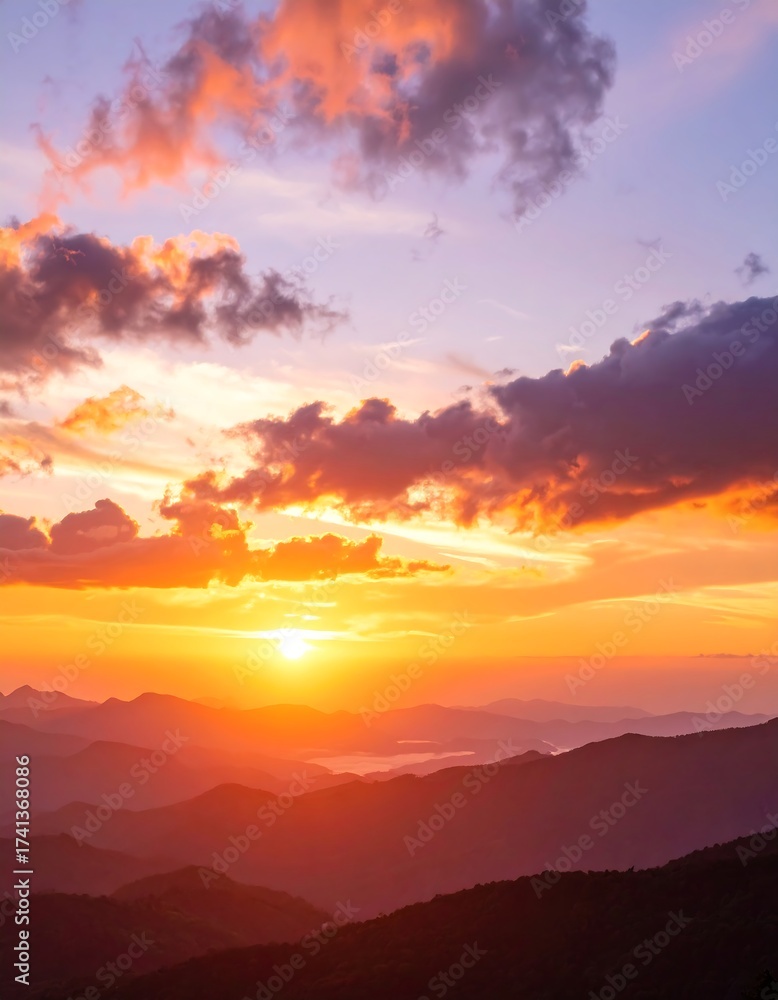 Obraz premium Sunrise over mountain peaks