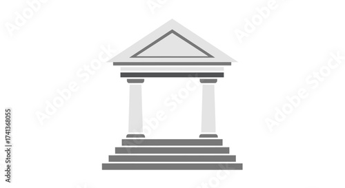 Minimalist Bank Icon with Columns and Steps.
