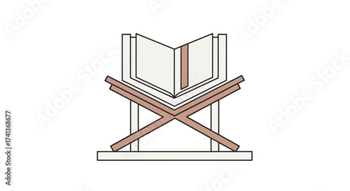 Open Holy Quran on a Wooden Rehal Stand.
