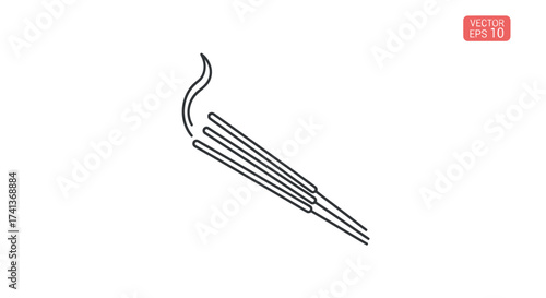 Three lit incense sticks with smoke rising upwards.