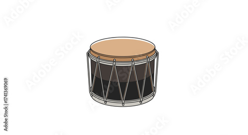A single traditional cylindrical drum with a light-colored head and dark body.