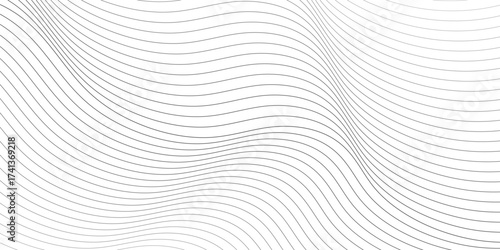 Abstract gray smooth wave on a white background. Dynamic sound wave. Design element. Vector illustration. Undulate Grey Wave Swirl, frequency sound wave, twisted curve lines with blend effect.