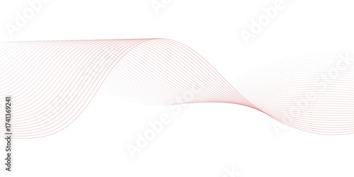 Abstract pink smooth wave on a white background. Dynamic sound wave. Design element. Vector illustration.  frequency sound wave, twisted curve lines with blend effect.