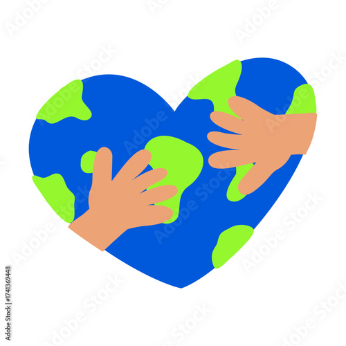 Global Kindness Heart Earth Illustration with Hugging Hands