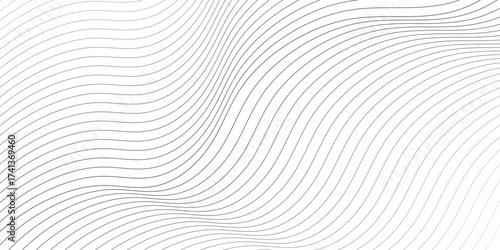 Abstract gray smooth wave on a white background. Dynamic sound wave. Design element. Vector illustration. Undulate Grey Wave Swirl, frequency sound wave, twisted curve lines with blend effect.