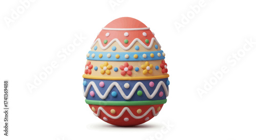 Colorful Decorated Easter Egg with Intricate Patterns.