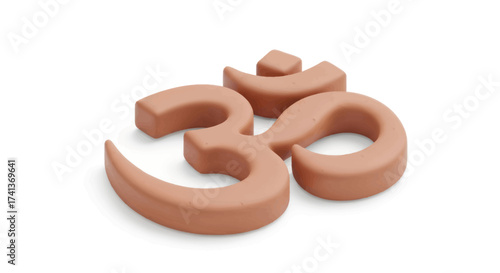 A three-dimensional terracotta Om symbol a sacred Hindu icon for meditation and spirituality.