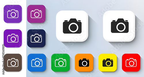 camera icon, photography icon, photo icon, DSLR icon, digital camera, vintage camera, polaroid icon, mirrorless camera, camera lens, lens icon, photo lens, camera flash, camcorder icon, film camera, v