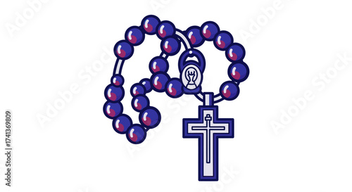 Catholic Rosary Beads with Crucifix and Miraculous Medal.