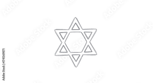 Simple Star of David Outline on White Background.